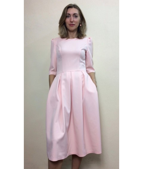 Peach office dress with pockets P217