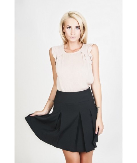 Women's black short pleated skirt J88