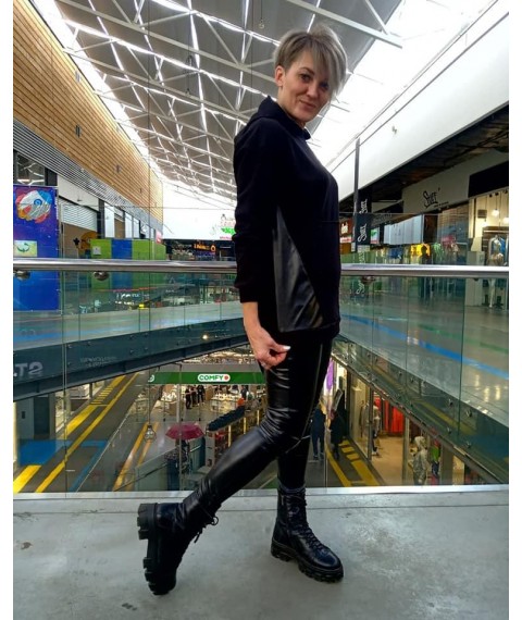 Black eco leather leggings