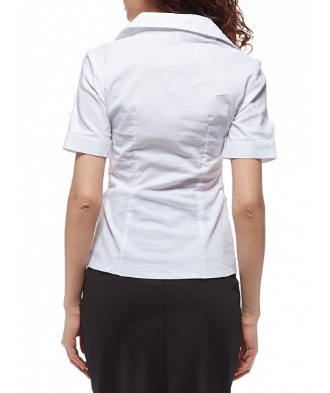 White classic blouse with short sleeves P60