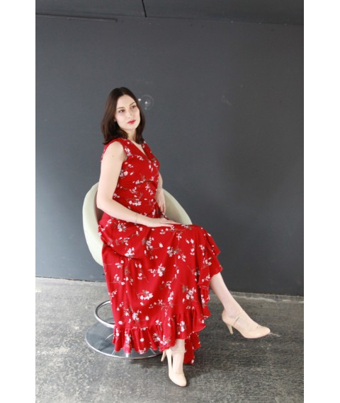 Long red wraparound sundress