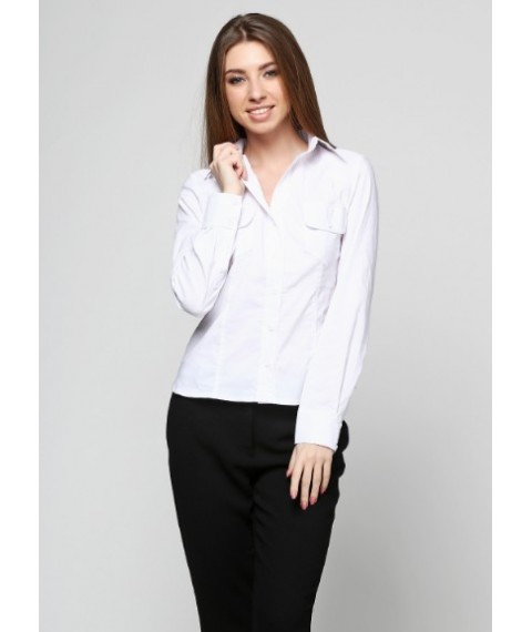 White women's shirt with pockets P73