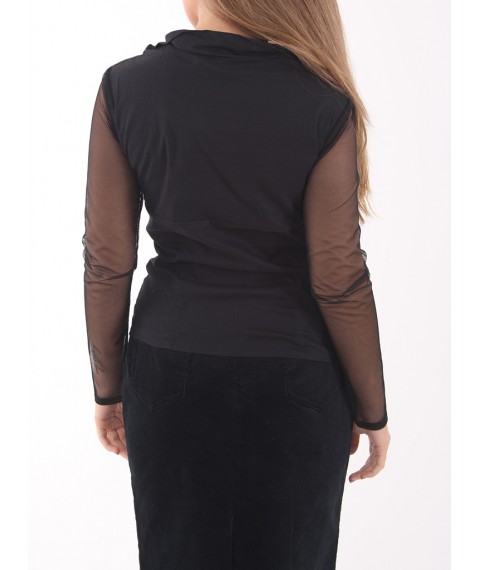 Blouse with transparent mesh sleeves