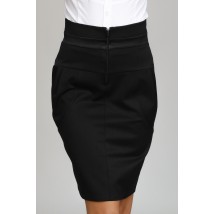 Women's black skirt with pockets and a high belt J44