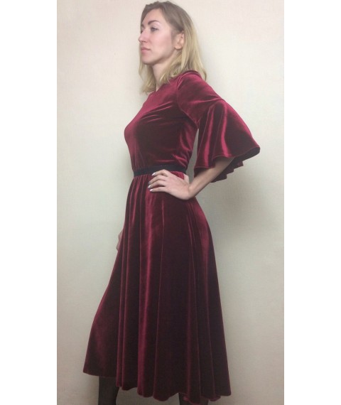 Marsala velor midi dress