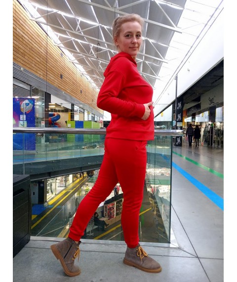 Red knitted set - hoodie + joggers