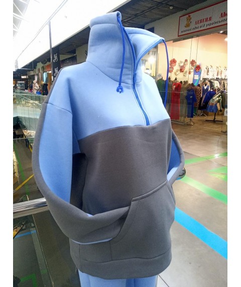Sweatshirt combined gray-blue