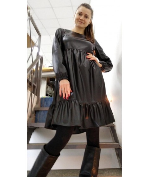 Dress made of black eco leather