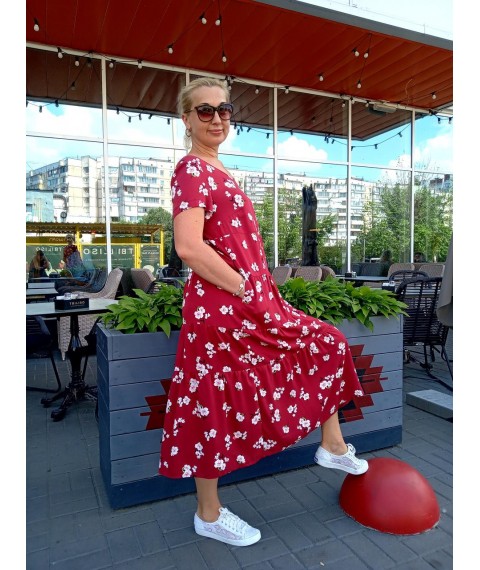 Платье штапельное вишня