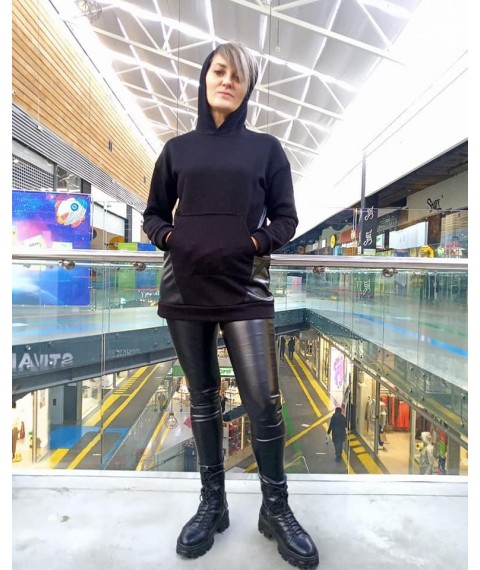 Black eco leather leggings