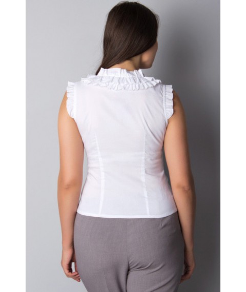 Біла жіноча блузка з рюшами, без рукавів Р72