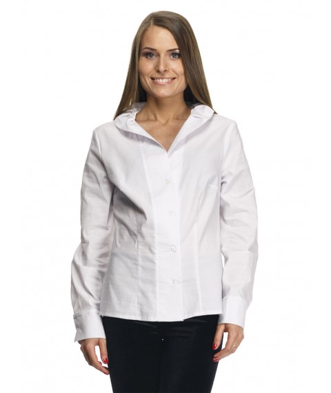 White women's blouse with shawl collar, P34