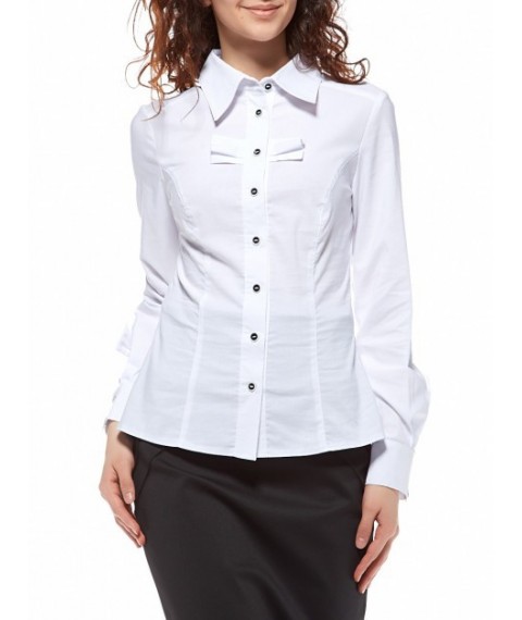 White blouse, long sleeve, with bows P106