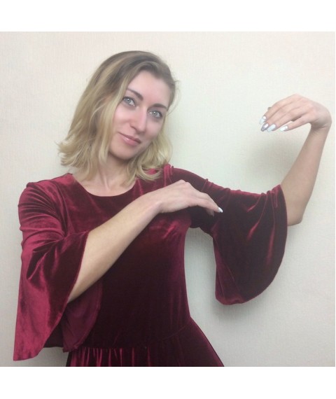 Marsala velor midi dress