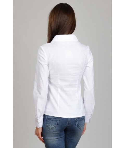 Белая женская блузка с рюшами, Р60