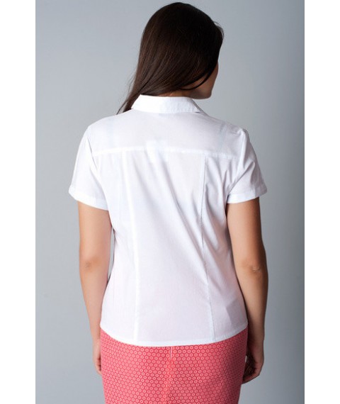 White office blouse with short sleeves, shirt collar P101