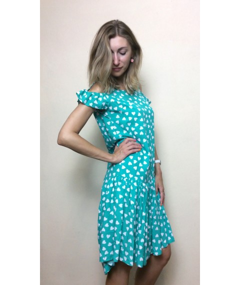 Mint dress with asymmetrical hem T152