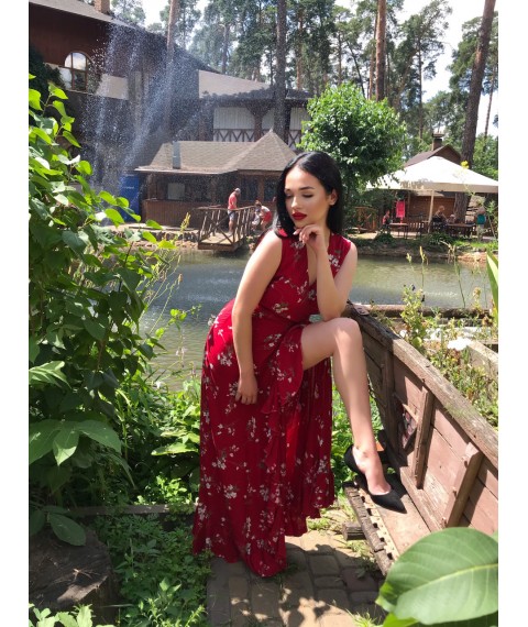 Long red wraparound sundress