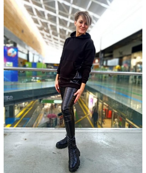 Black eco leather leggings