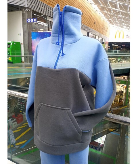Sweatshirt combined gray-blue