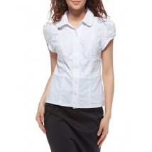 White blouse with short sleeves Р42