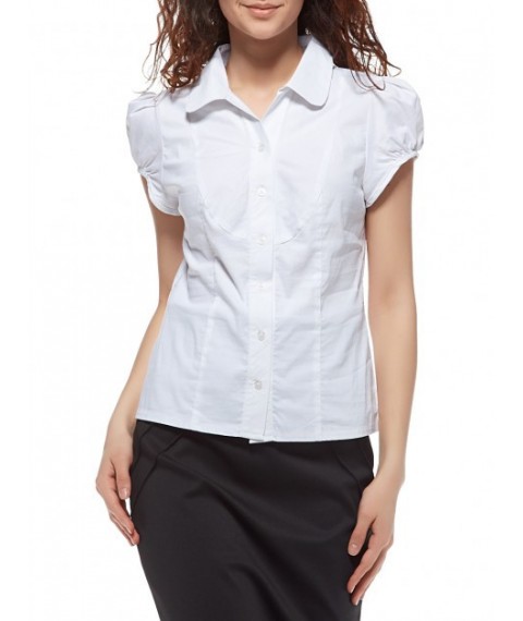 White blouse with short sleeves Р42