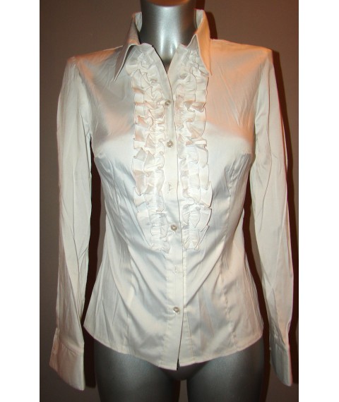 Жіноча біла сорочка з рюшами Р60