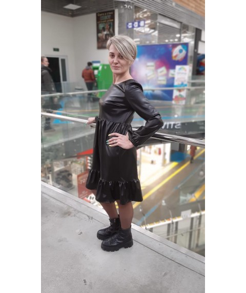 Dress made of black eco leather