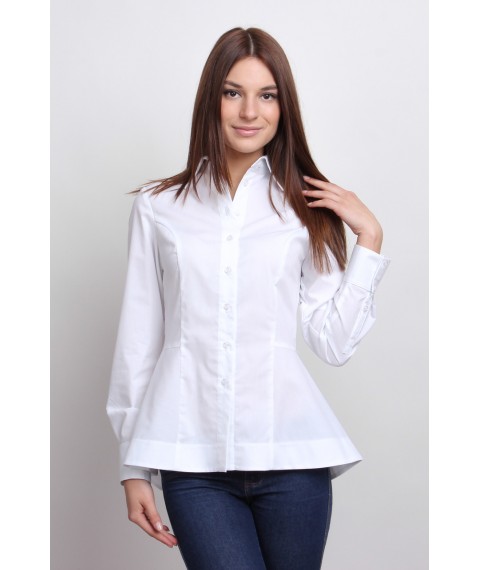 White tunic blouse with peplum, P109"