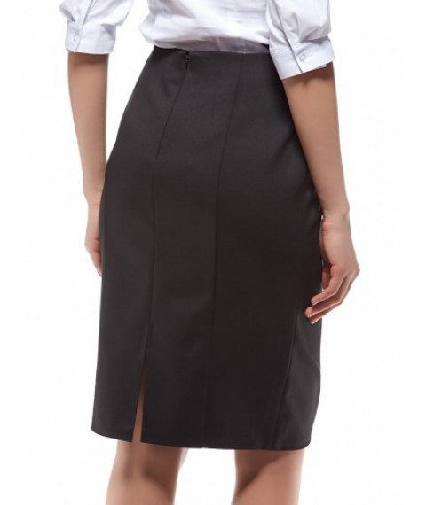 Women's black narrow skirt with decorative yoke J61