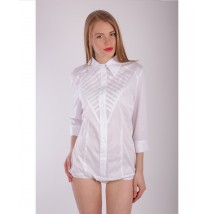 White cotton body shirt with decorative yoke P75