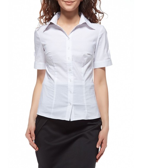 White classic blouse with short sleeves P60