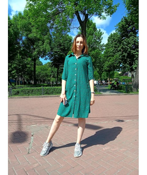 Плаття-сорочка зелений штапель