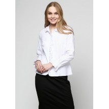 Біла жіноча офісна блузка з рюшами Р22