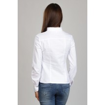 White blouse, long sleeve, stand-up collar P104