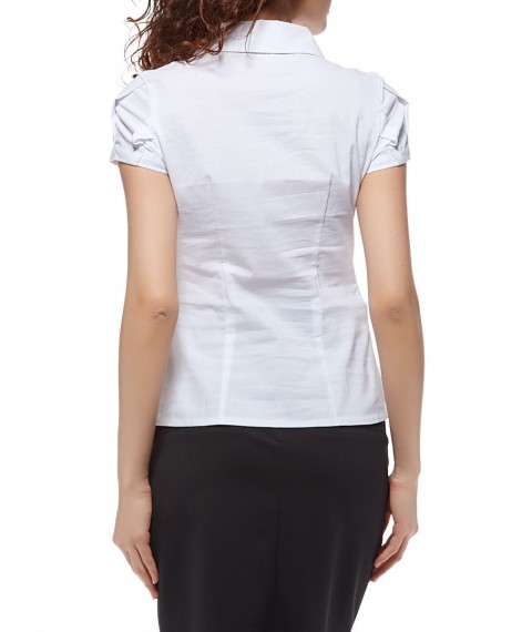 Classic white women's shirt with short sleeves P93