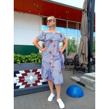 Striped elastic dress with embroidery