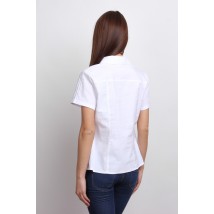 Блуза белая офисная с коротким рукавом, воротник - рубашечный Р101