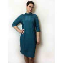 Turquoise dress with a collar P215