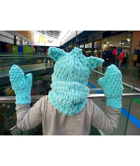 Turquoise set - hat, snood and mittens
