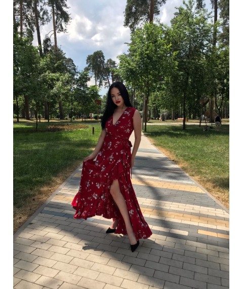 Long red wraparound sundress