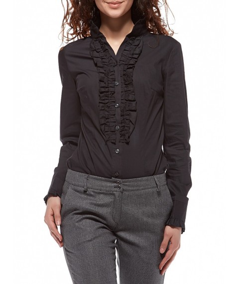 Black business shirt with ruffle