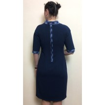 Платье-футляр темно-синее с хомутом П174