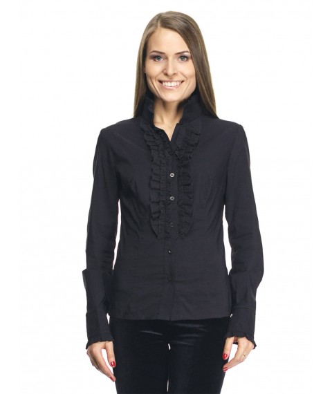 Black business shirt with ruffle