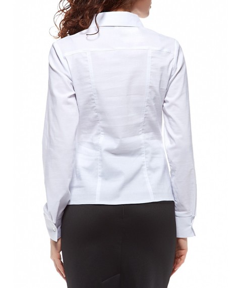 White office blouse with long sleeves, shirt collar P101