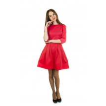 Красное платье с карманами П164