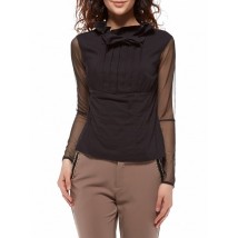Blouse with transparent mesh sleeves