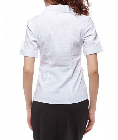 Белая женская блузка с рюшами, короткий рукав Р60