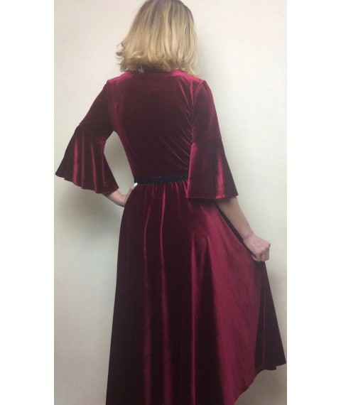 Marsala velor midi dress