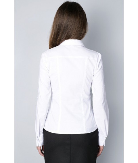 White office blouse with long sleeves, shirt collar P101